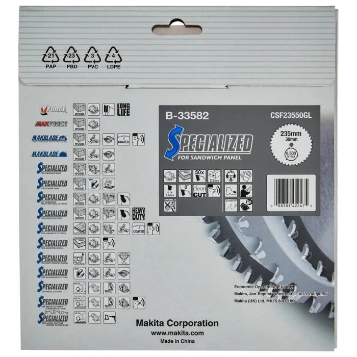 Makita B-33582 Cirkelzaagblad Sandwichpaneel 12 Makita B-33582 Cirkelzaagblad Sandwichpaneel - Afbeelding 12