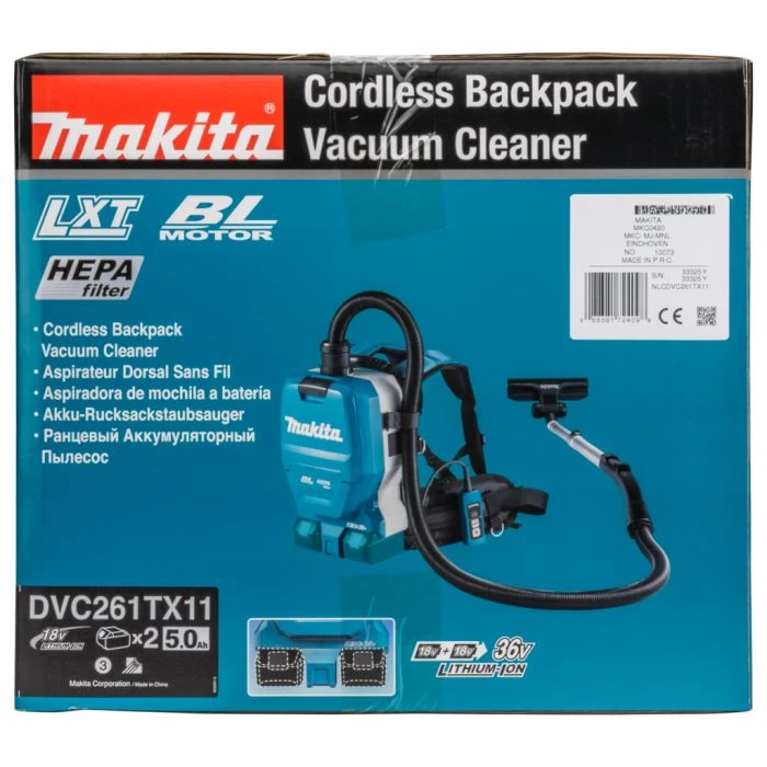 Makita DVC261TX11 2x18 V Rugstofzuiger Voor Schoonmaak 18 Makita DVC261TX11 2x18 V Rugstofzuiger Voor Schoonmaak - Afbeelding 18