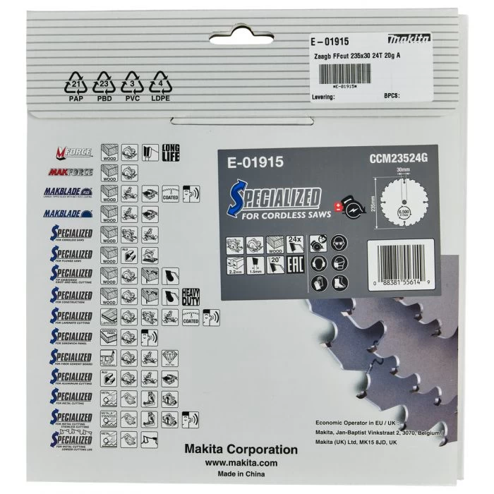 Makita E-01915 Cirkelzaagblad Hout 12 Makita E-01915 Cirkelzaagblad Hout - Afbeelding 12