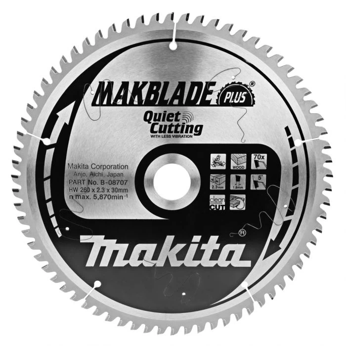 Makita B-08707 Zaagb Q+C 260x30x2,3 70T 5g 1 Makita B-08707 Zaagb Q+C 260x30x2,3 70T 5g