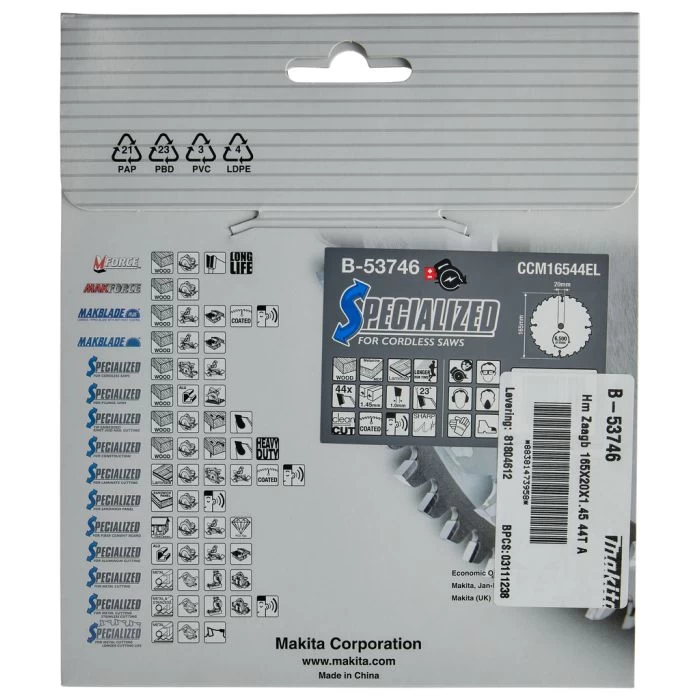 Makita B-53746 Cirkelzaagblad Gemelamineerd 4 Makita B-53746 Cirkelzaagblad Gemelamineerd - Afbeelding 4
